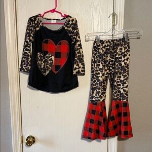 Leopard and Plaid Heart Outfit